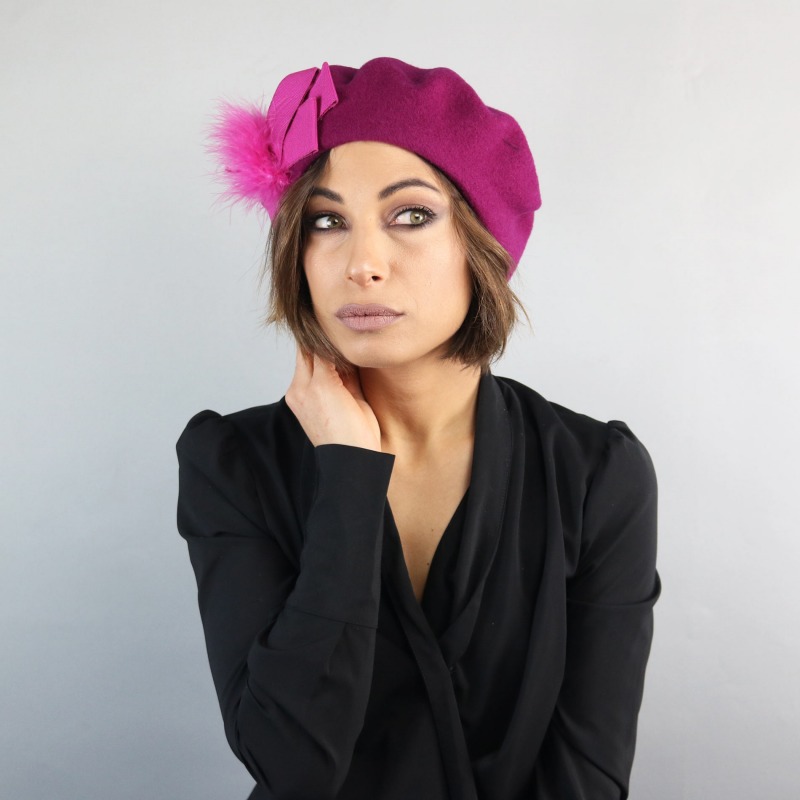 Wool beret basque Girsu | Woman's pink hat | Complit