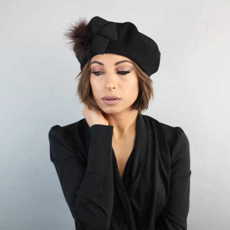 Wool beret basque Girsu | Woman's black hat | Complit