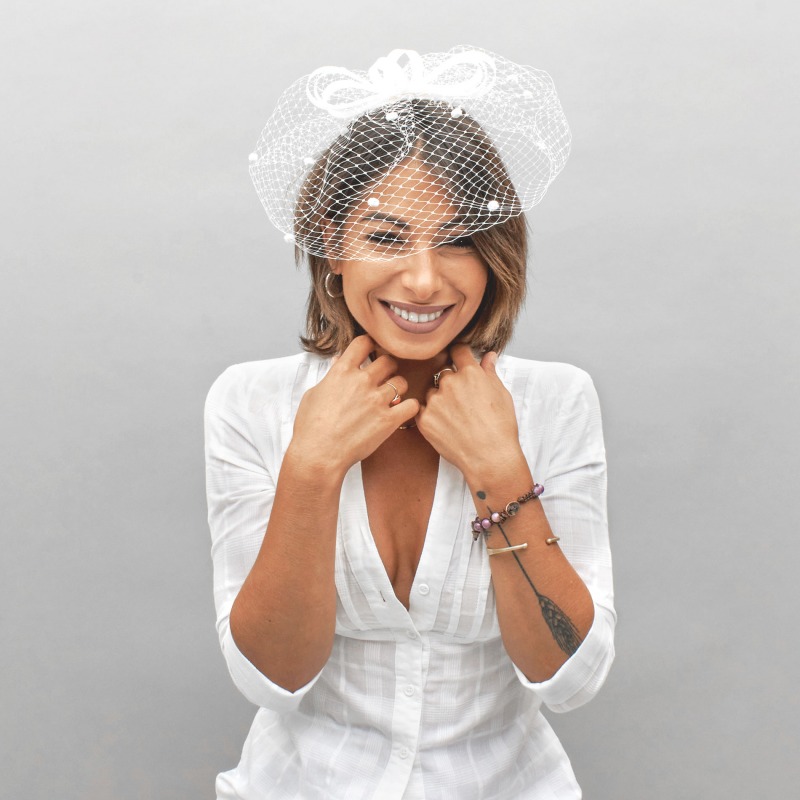 Wedding Fascinator with veil Kuk| Complit