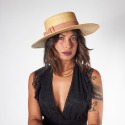 Cappello di paglia da donna con fiocco lurex