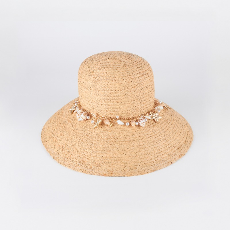 Raffia summer hat with shells | Complit