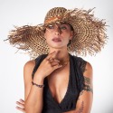 Cappello donna da spiaggia in rafia sfrangiata