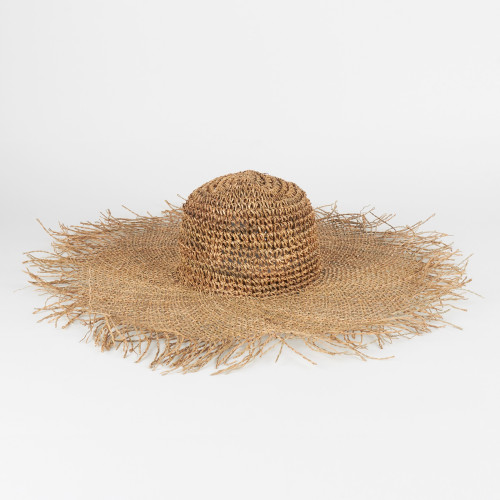 Frayed straw hat with wide brim 2