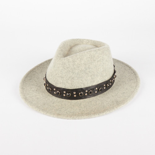 Cappello Fedora donna in feltro di lana con borchie 2