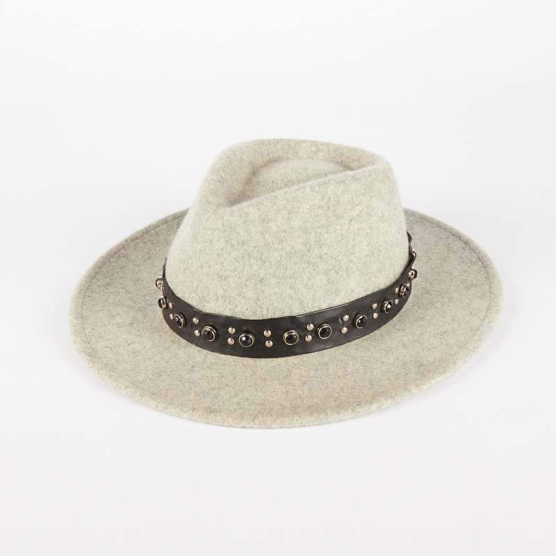Cappello Fedora donna in feltro di lana con borchie