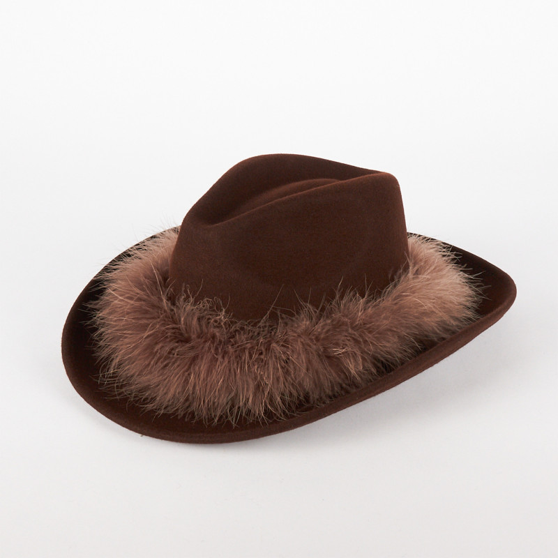 Cappello Cowboy Donna in Lana con Piume – Made in Italy