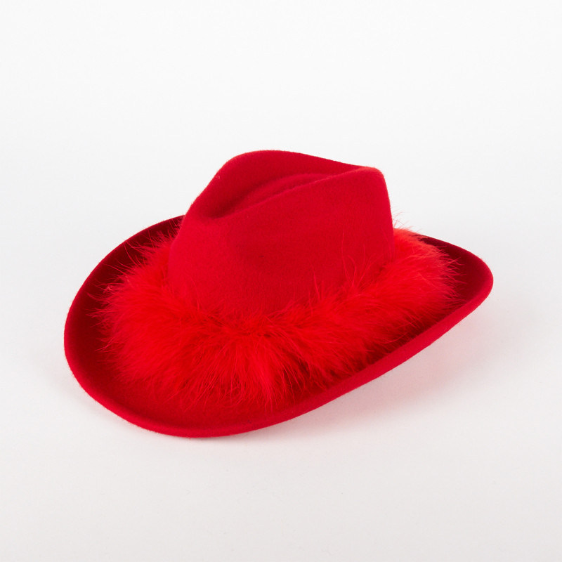 Cappello Cowboy Donna in Lana con Piume – Made in Italy