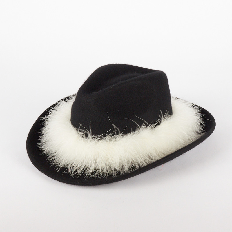 Cappello Cowboy Donna in Lana con Piume – Made in Italy