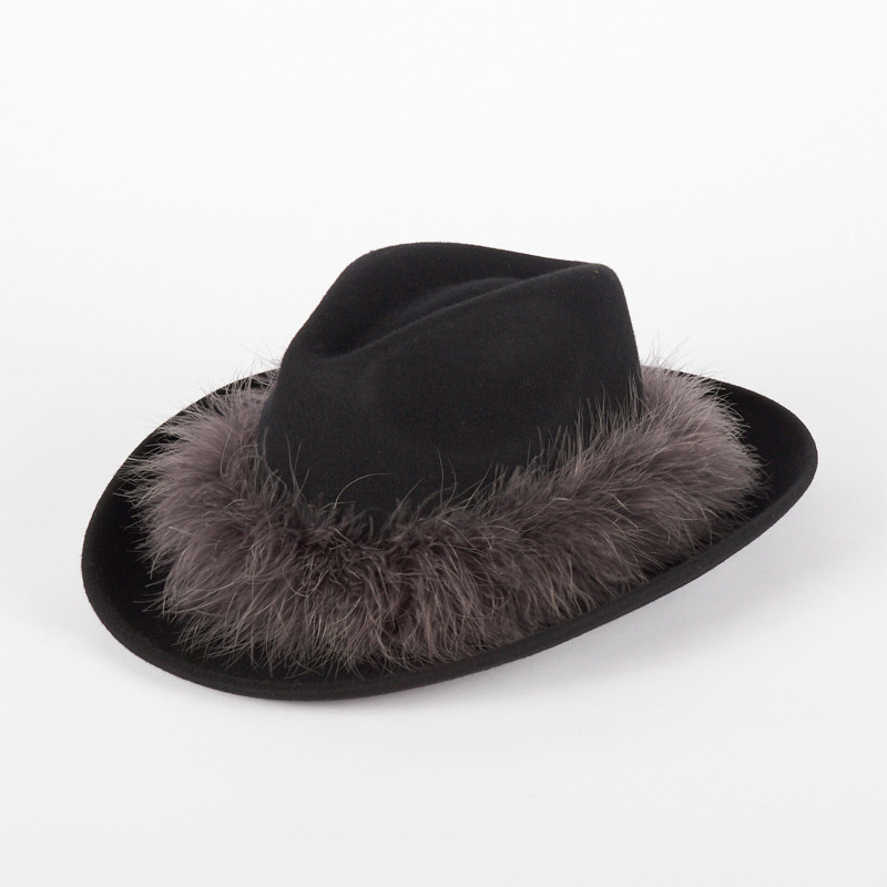 Cappello Cowboy Donna in Lana con Piume – Made in Italy