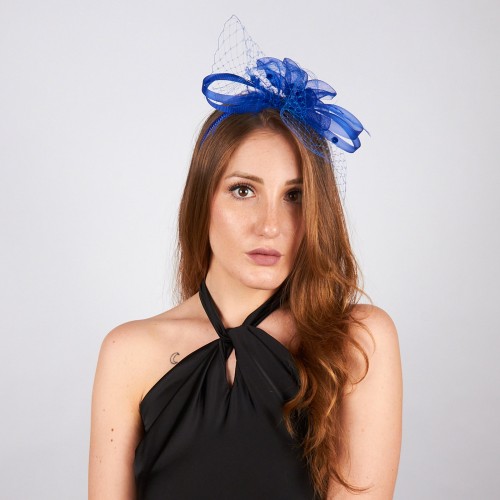 Fascinator da cerimonia in sinamay blu | Complit