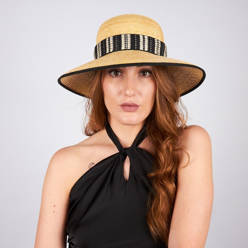 Straw hat with jacquard ribbon | Complit
