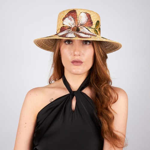 Straw hat with floral decoration | Complit