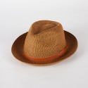 Cappello fedora in treccia bicolore con cinturino