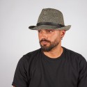Cappello fedora in treccia bicolore con cinturino