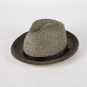 Cappello fedora in treccia bicolore con cinturino