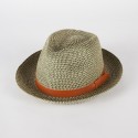 Two-tone braided fedora hat with strap
