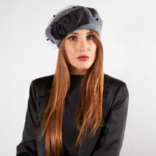 Women’s Beret with Veil and Maxi Bow | Complit