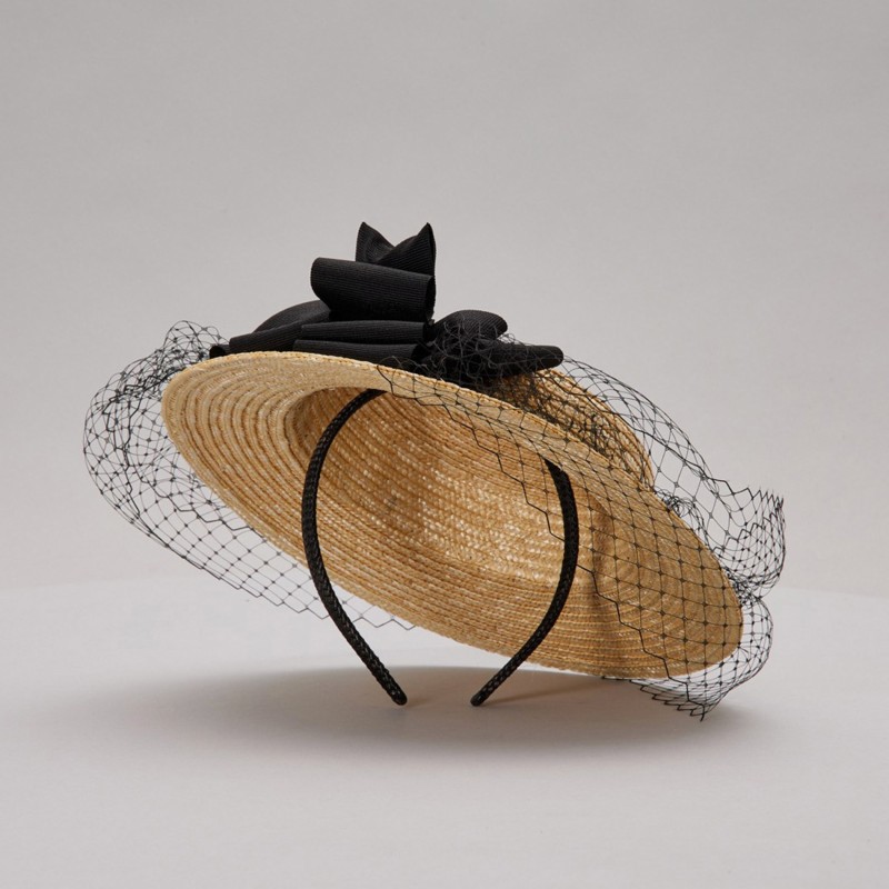 Fascinator straw hat with veil| Complit