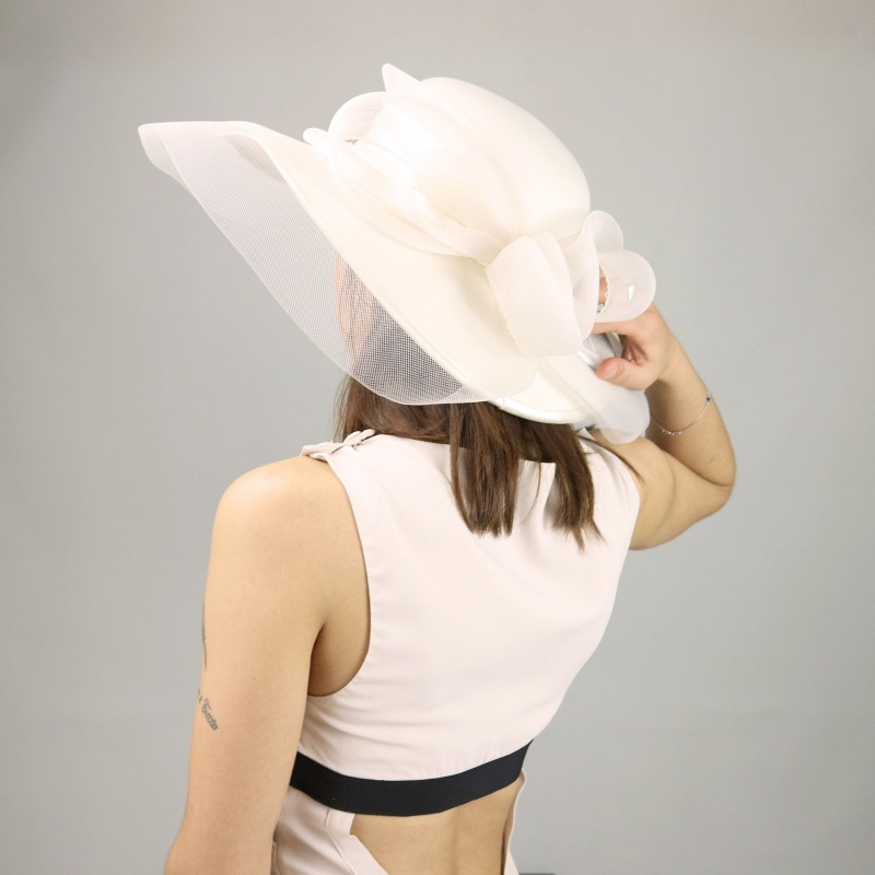 Cappello da cerimonia in raso bianco | Complit