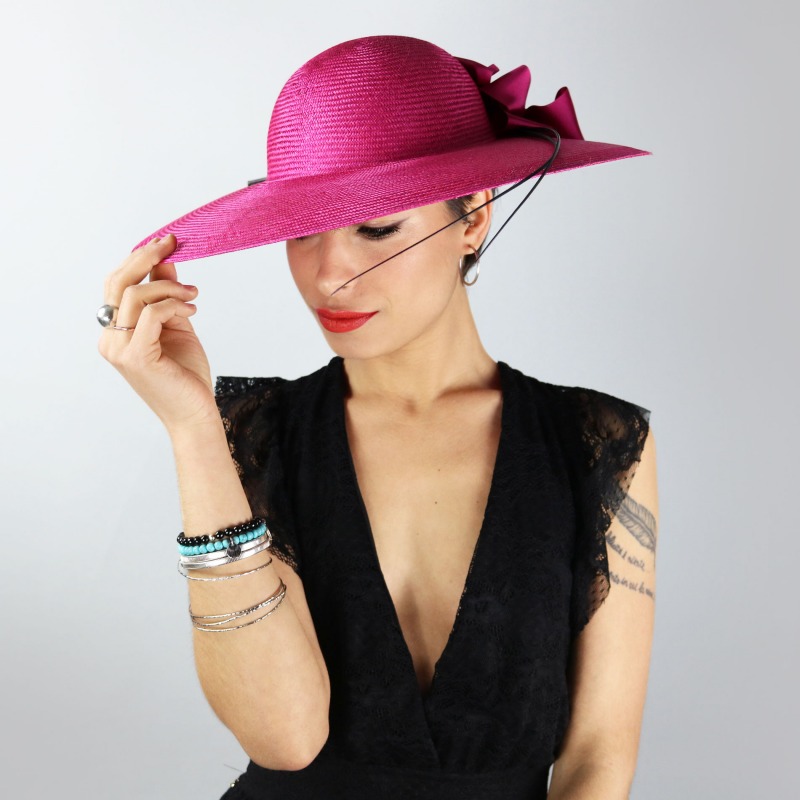 Fuchsia ceremony hat with bow